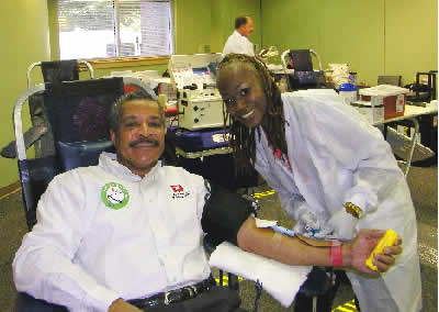 Richard Marcus donating blood